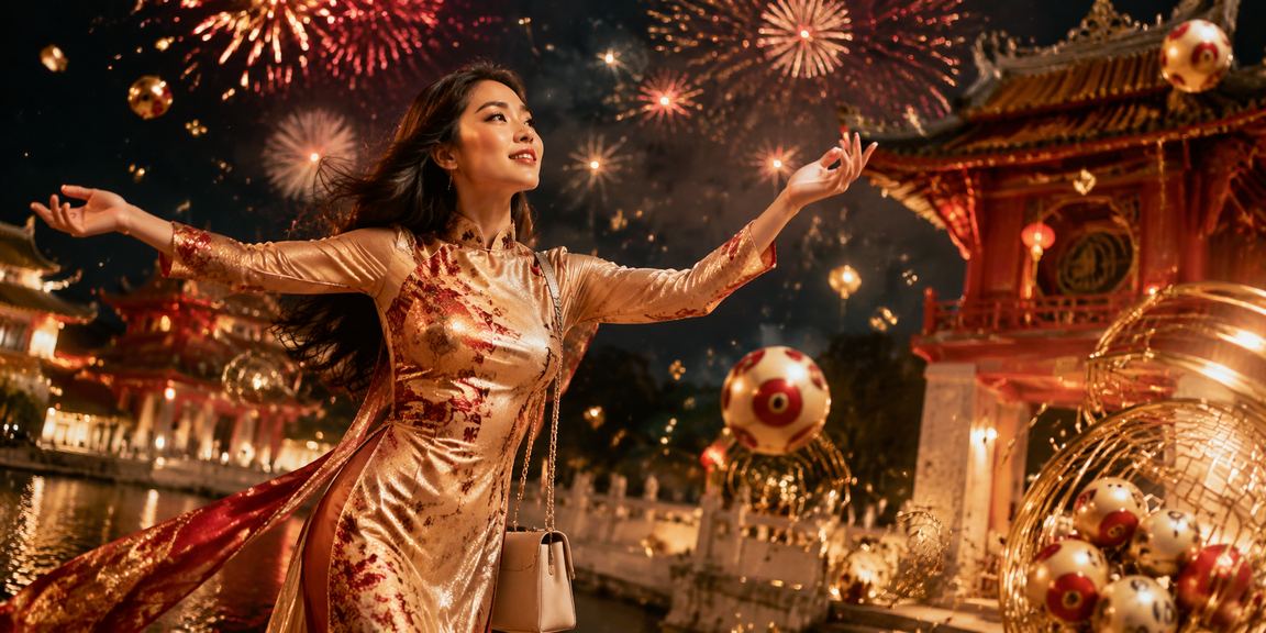 Người phụ nữ mặc áo dài tại Hà Nội xem thông tin xổ số và phân tích trò chơi may mắn